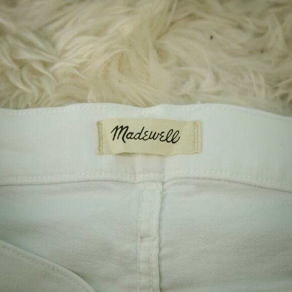 Madewell Size 31 White Mid Rise Kick Out Crop Button Zip Cotton Blend Jeans - Picture 5 of 9
